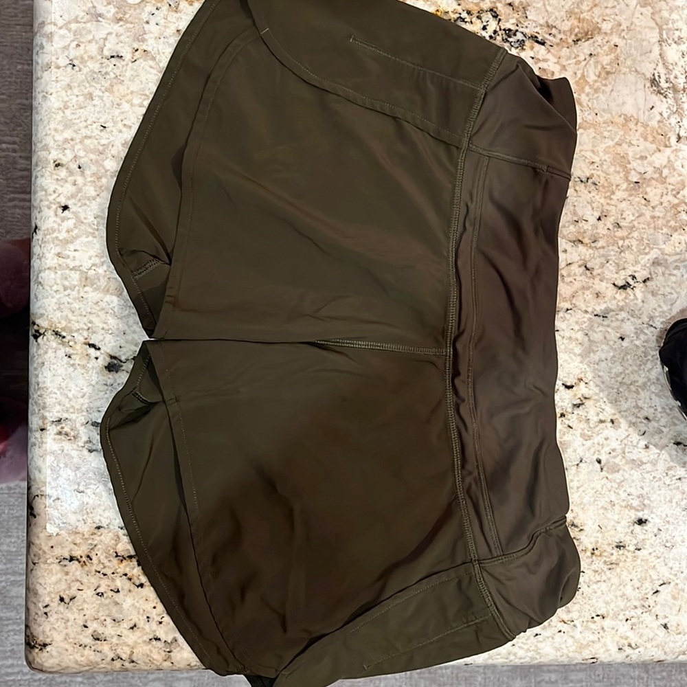 Lululemon olive running shorts medium barely worn